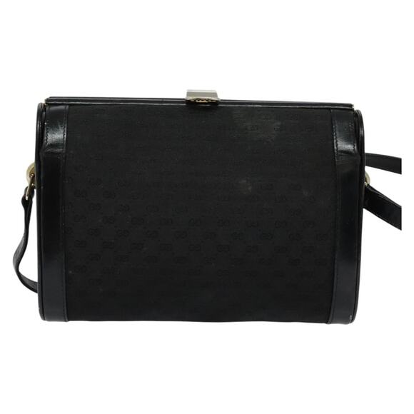 GUCCI Micro GG Canvas Shoulder Bag Leather Gold Black - Picture 2 of 16